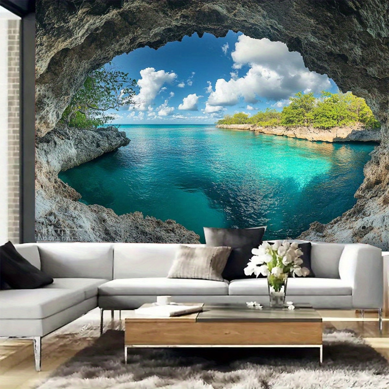 Home Office With View - Tapiz de poliéster con vista al