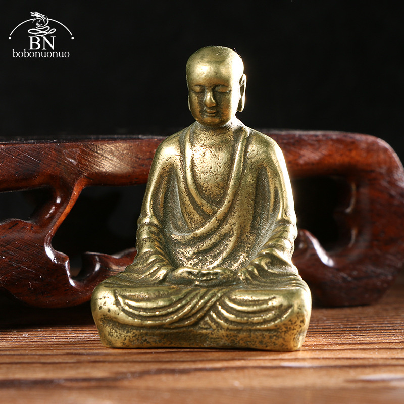 Home Office Feng Shui - Estatua de Buda de latón antiguo,