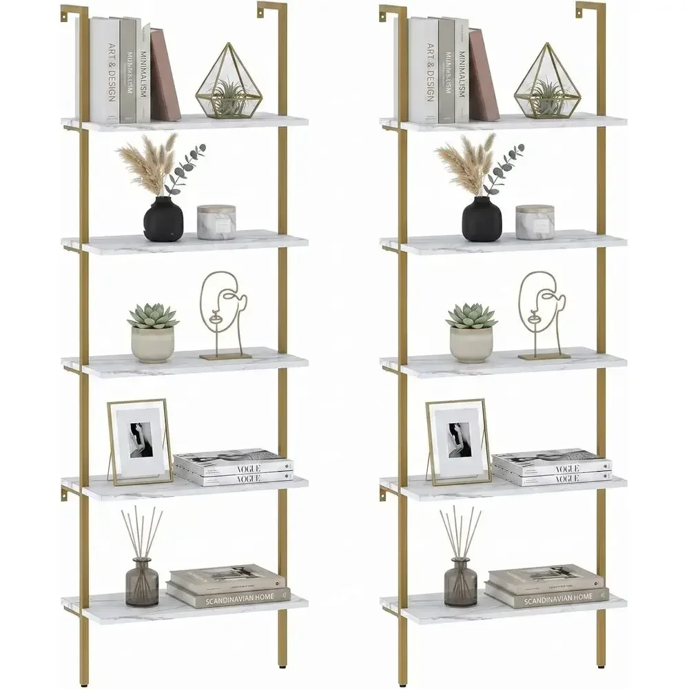 Home Office Industrial Style - Estantería de Madera de 5 Niveles