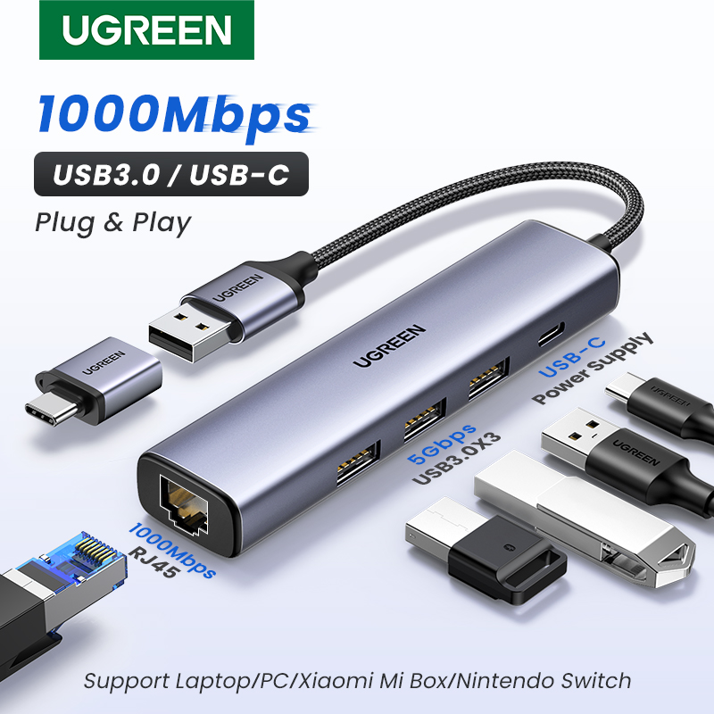 Home Office For Mac - UGREEN USB Ethernet Adaptador 1000/100Mbps USB3.0/USB2.0