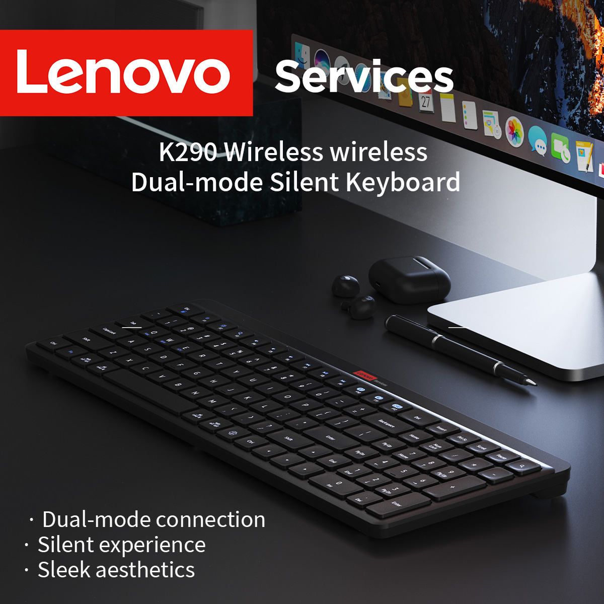 Home Office Uk Number - Teclado Inalámbrico Lenovo de Modo Dual