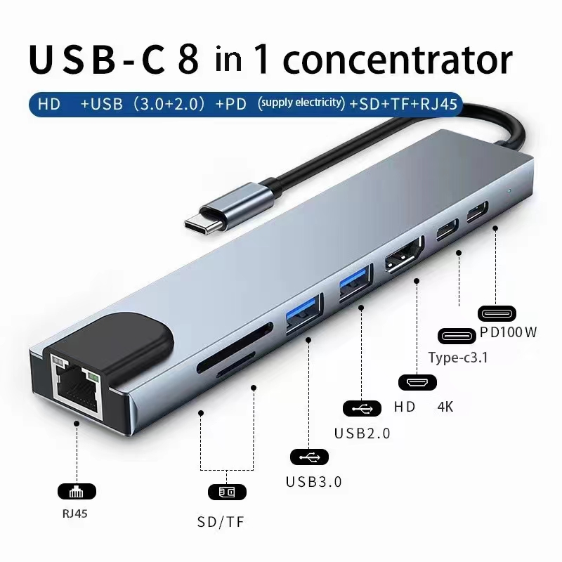 Home Office For Mac - Adaptador USB 8 en 1 tipo