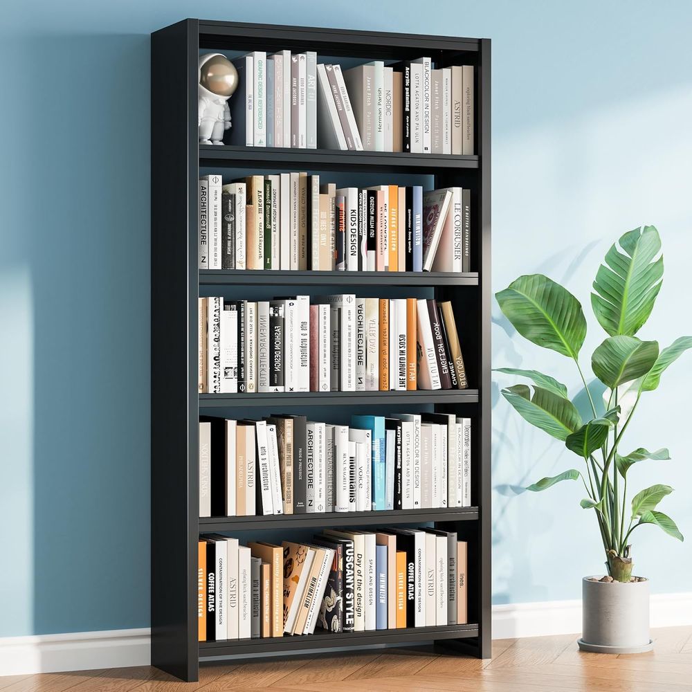 Home Office Industrial Style - Estantería Metálica Negra de Alta Capacidad,