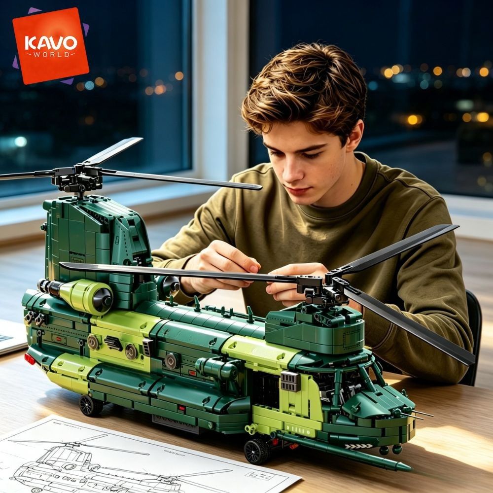 Home Office Industrial Style - KAVOWORLD 1826 piezas, modelo de helicóptero