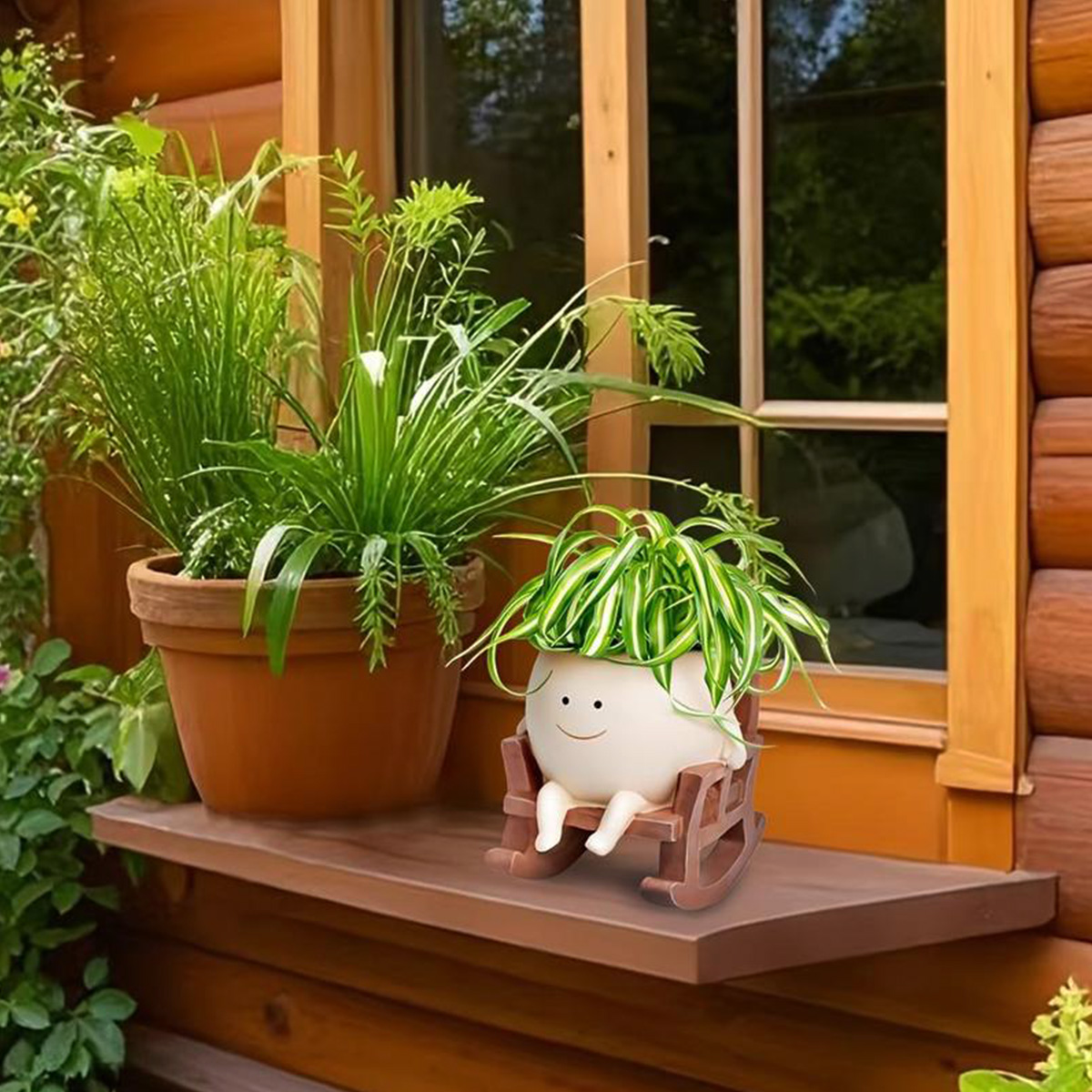 1 maceta decorativa de resina, - Home Office Shed reseña y precio