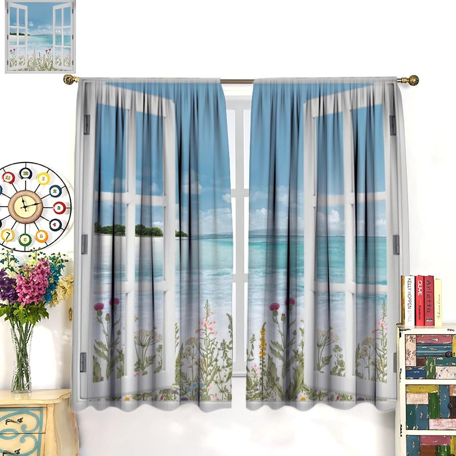 Cortinas de Poliéster con Dise - Home Office With View reseña y precio