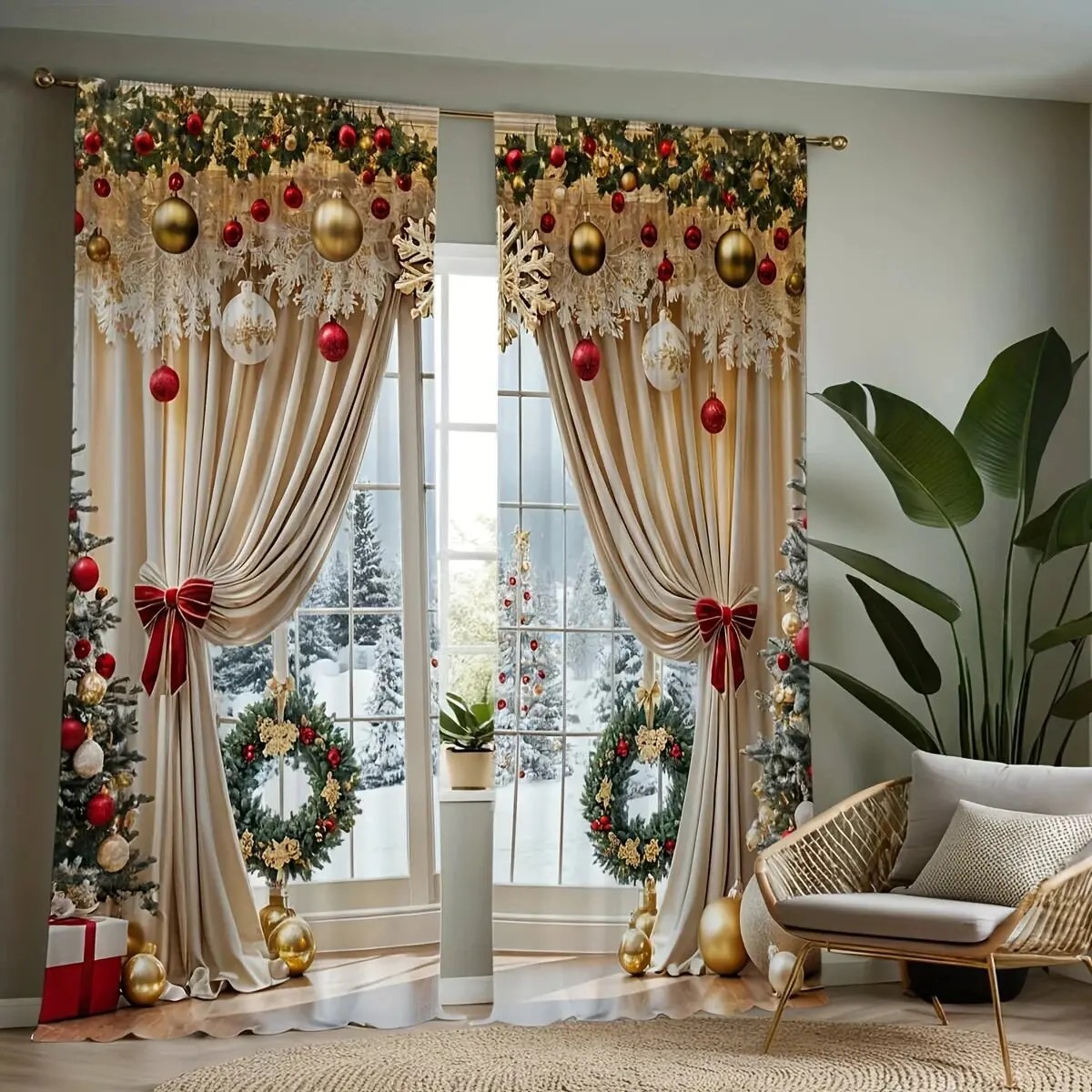 2 Cortinas Navideñas con Estam - Home Office With View reseña y precio
