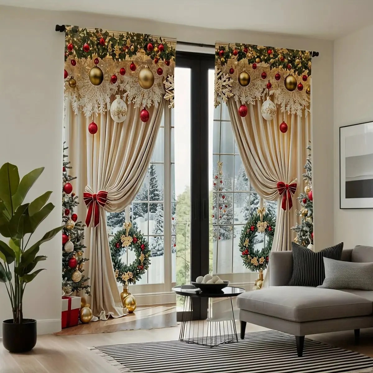 2 Cortinas Navideñas con Estam - Home Office With View reseña y precio