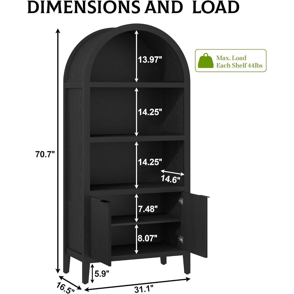Librería arqueada Yusong de 71 - Bookcase Wood Shelf reseña y precio
