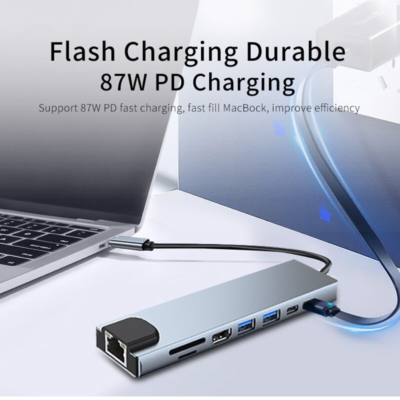 Adaptador USB 8 en 1 tipo C 3  - Home Office For Mac reseña y precio