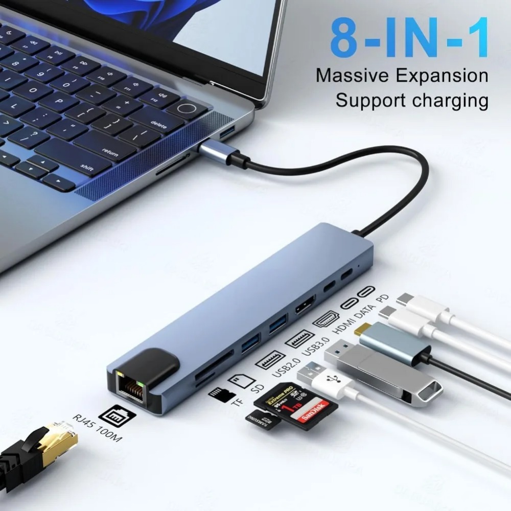 Hub USB C 8/7 en 1, Adaptador  - Home Office For Mac reseña y precio