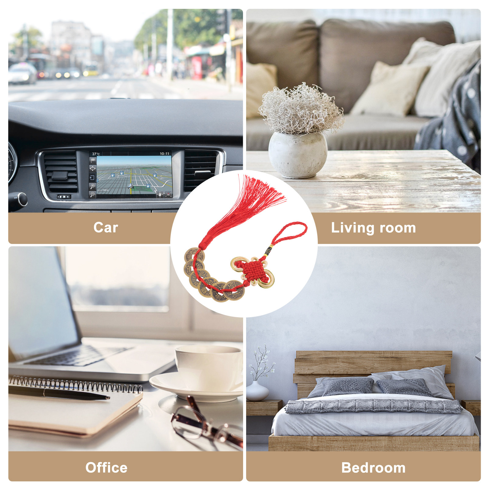 2 Colgantes de Nudo Chino con  - Home Office Feng Shui reseña y precio