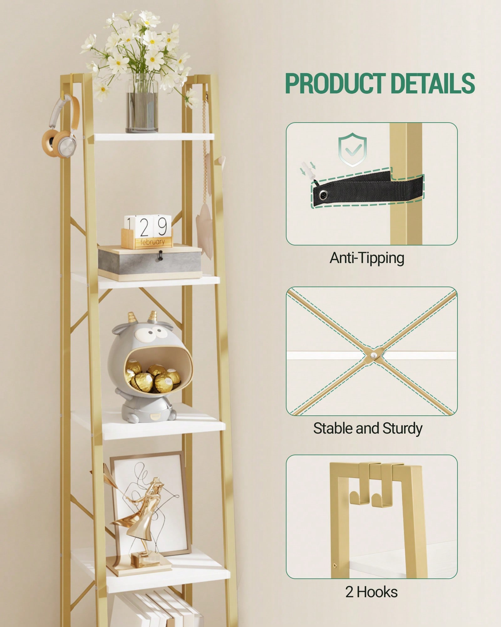 Estantería de 5 Niveles Tipo E - Bookcase Wood Shelf reseña y precio
